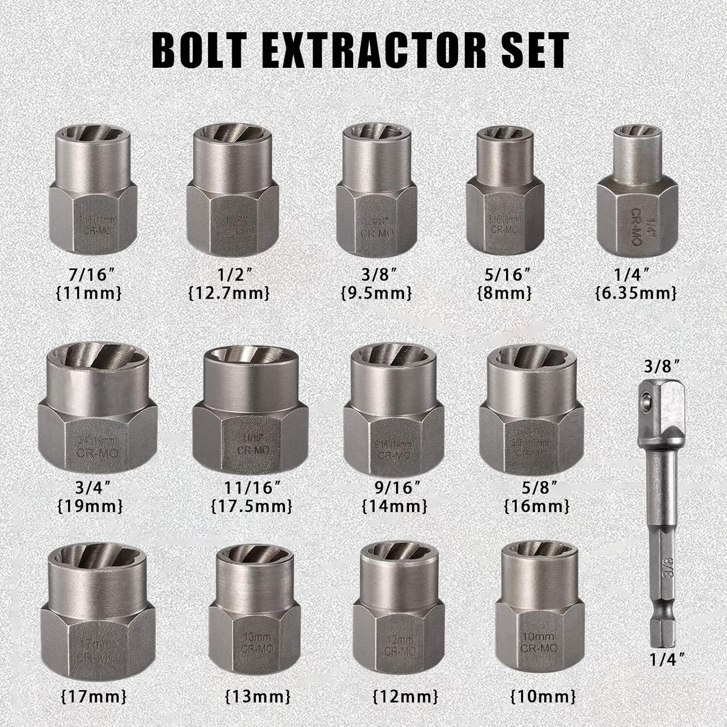 14 PCS Nut & Bolt Extractor Kit, of Bolt Removal Tool Set, Extractor Socket Tool