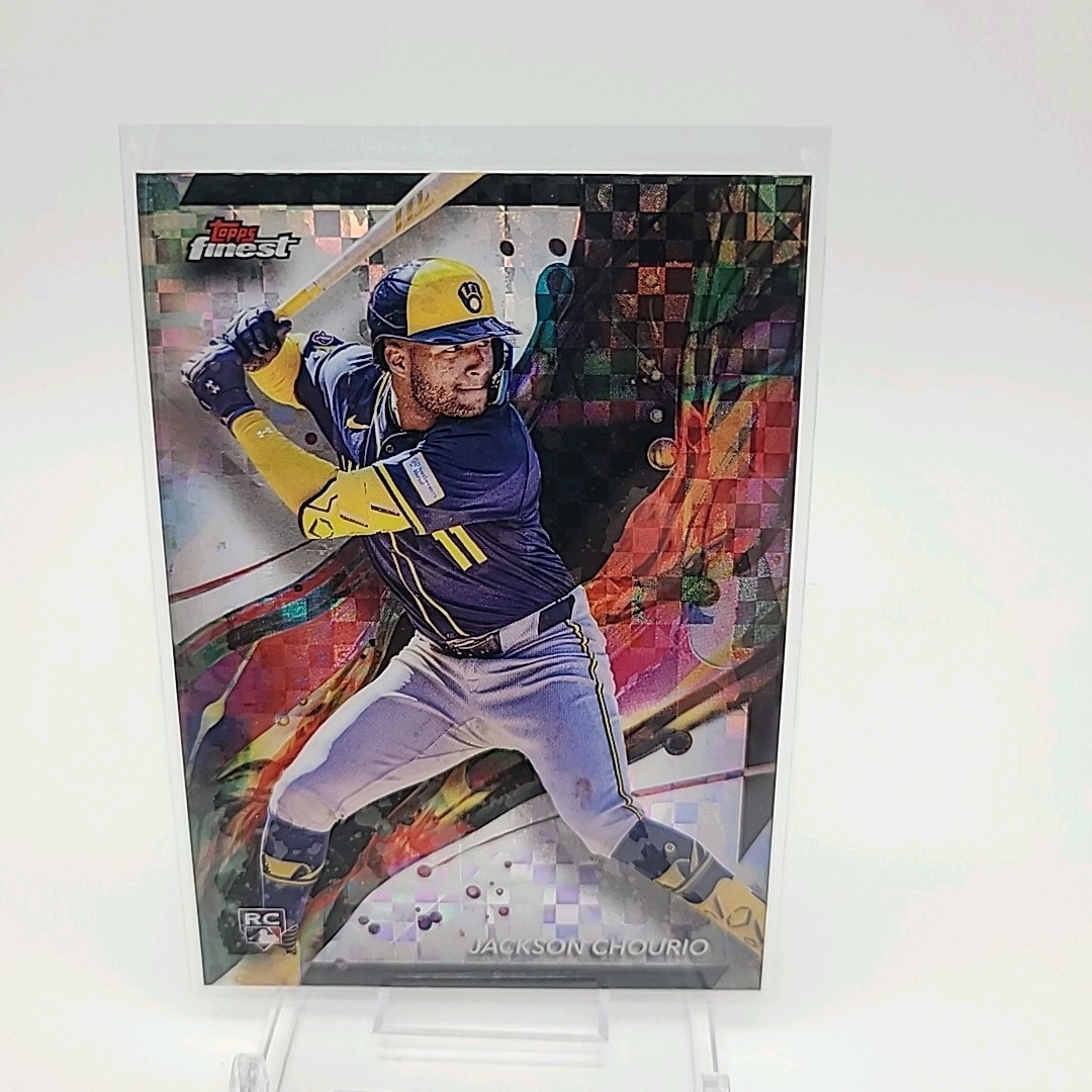 2024 Topps Finest Jackson Chourio 11 Checkerboard Refractor RC Milwaukee Brewers