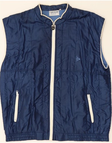 DUNLOP Mens Padded Gilet IT 50 Large Navy Blue Nylon BZ02 - 第 1/3 張圖片