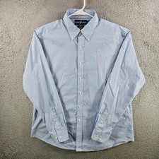 Ralph Lauren Mens XL Custom Fit Non Iron Gingham Button Down Shirt Blue Pls Read