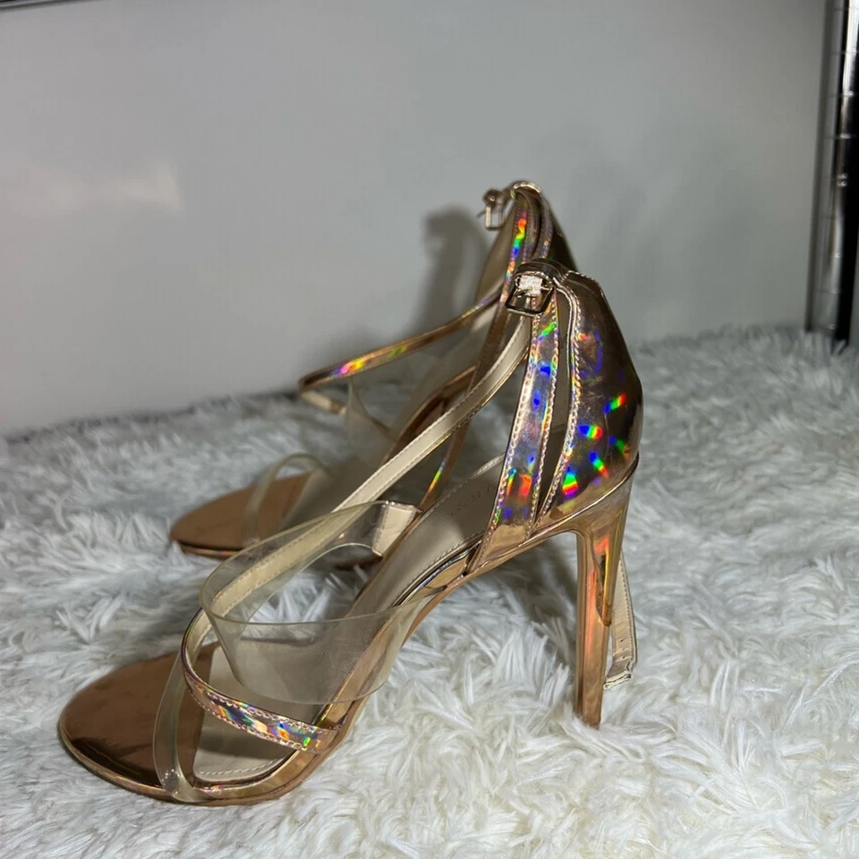 Guess Women's Size 10M Felecia Heeled Sandal Translusent Natural Multi  - Image 2 of 4
