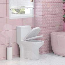HOROW Compact One Piece Toilet with Quick Release  UF Seat 12'' Rough-in, White