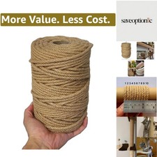 328 Feet Jute Rope, 6mm 4-Ply Thick Jute Twine String for Floristry, DIY Arts...