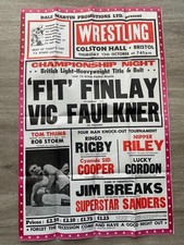 Original 1980s/90s Wrestling Poster Fit Finlay Colston Hall Bristol