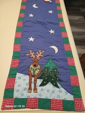 Quilted Christmas Table Runner Applique Santa Reindeer 50 x 15