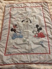 Vintage Disney Baby Mickey Minnie Pluto Crib Blanket Quilt Comforter Party