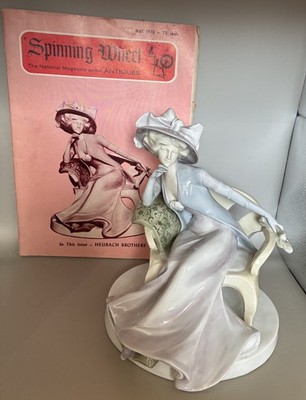 Bros Heubach Figurine Seated Lady #7627 With Featured Spinning Wheel Magazine