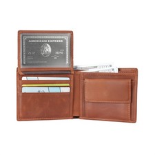 Genuine leather men bifold wallet short cowhide multiple card coin purse