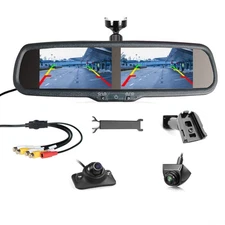 4.3" Dual Screen Car Rear View Mirror Monitor Side Rear View Backup Cameras Kit