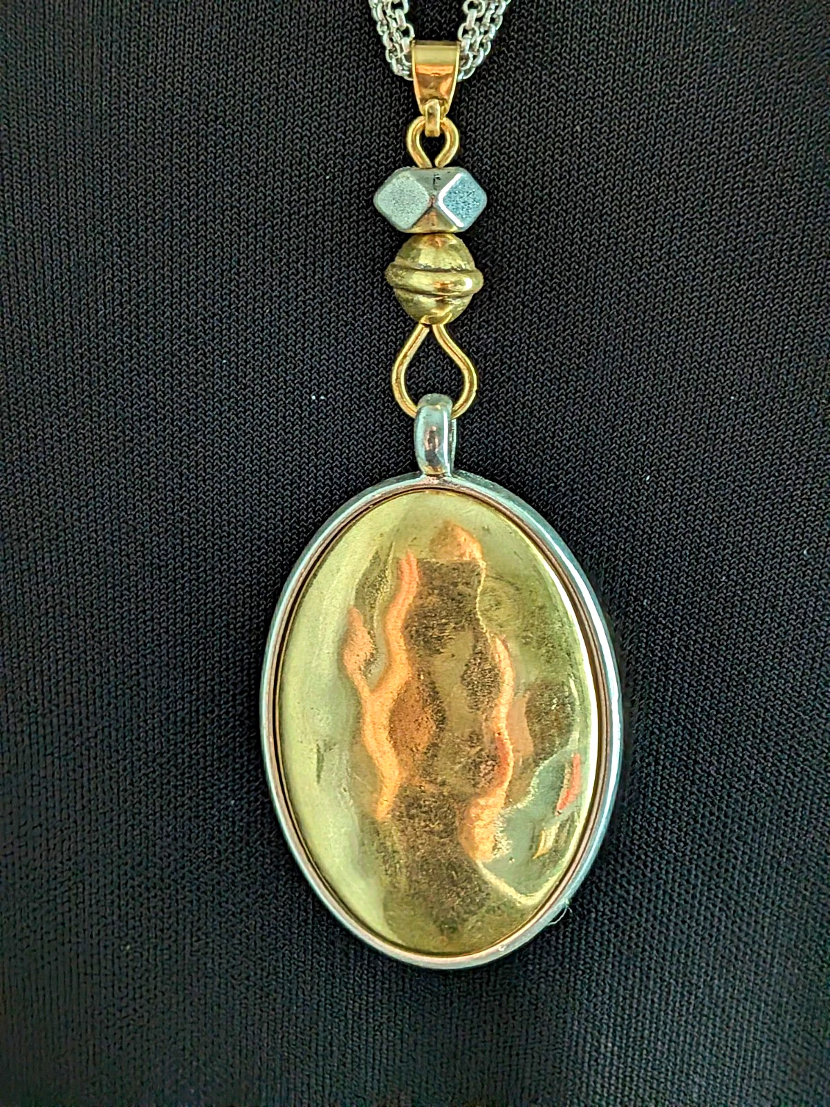 Lucky Brand Gold Silver Tones Pendant Necklace Reversible - product detail image 4