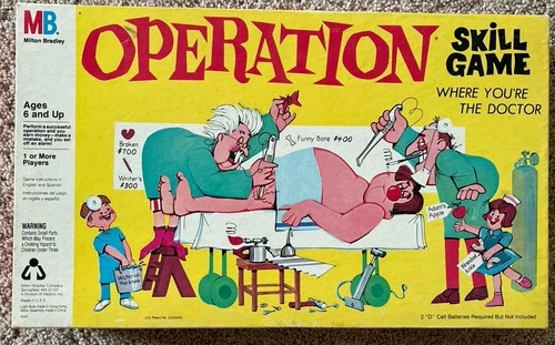 Vintage 1965 Milton Bradley Operation Game~Smoking Doctor |Tested|All Parts Incl