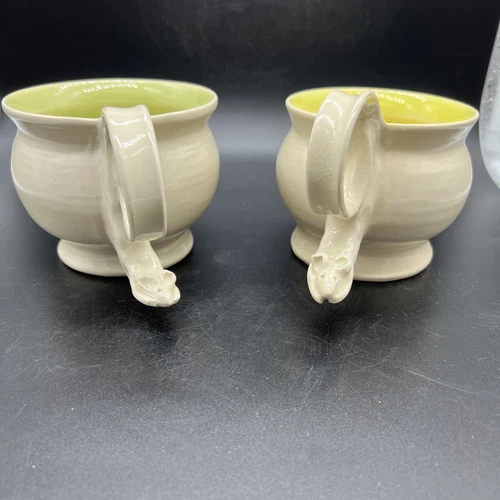 Studio Art Pottery Mouse Handled Mugs Signed