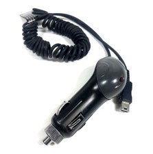 Universal Mini-USB Car Charger with Coiled Cable, Black