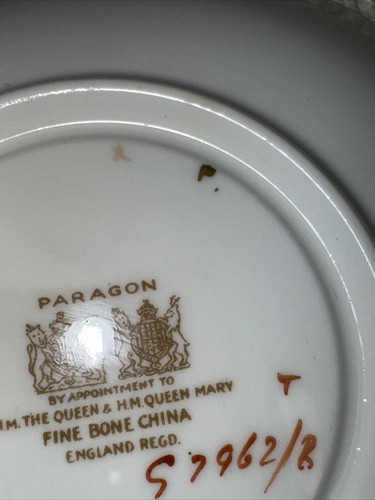 Vintage PARAGON Footed Tea Cup Saucer TURQUOISE Gold CHINTZ Pink ROSES Dbl Warre - Picture 11 of 16
