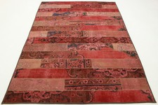 Rosa Rot Patchwork Orient Teppich Vintage modern 250x170 Used Look handmade 1453