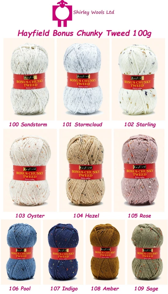 Hayfield Bonus Chunky Tweed 100g - RRP £3.40 - Our Price £2.95