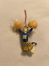 Cheerleader w Pom Poms Resin Christmas Tree Ornament -