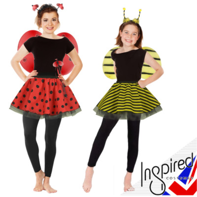 Mädchen BIENMARIENKÄFER Kostüm TUTU ROCK SCHICKES KLEID FLÜGEL Stirnband