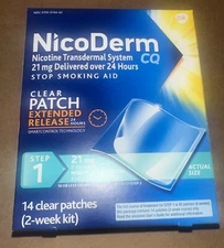 NicoDerm CQ Step 1 Nicotine Patches to Quit Smoking, 21 mg, Stop Smoking... 