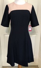 NWT Vince Camuto size 6 navy pink colorblock short sleeve A-line dress $138