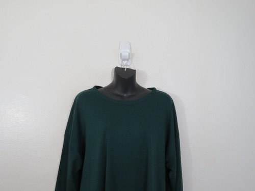 J Jill size XL Shirt Top Green Simply Supima Cotton Crew Neck Tunic Long Sleeve - Picture 3 of 6