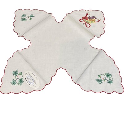 Bread Basket Liner B.M Jabara White Embroidered Dinner Roll Cover Gilded Fruit