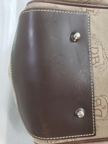DOONEY & BOURKE Double Handle Signature Tan Canvas & Leather Trim Logo Tote READ - Picture 21 of 23