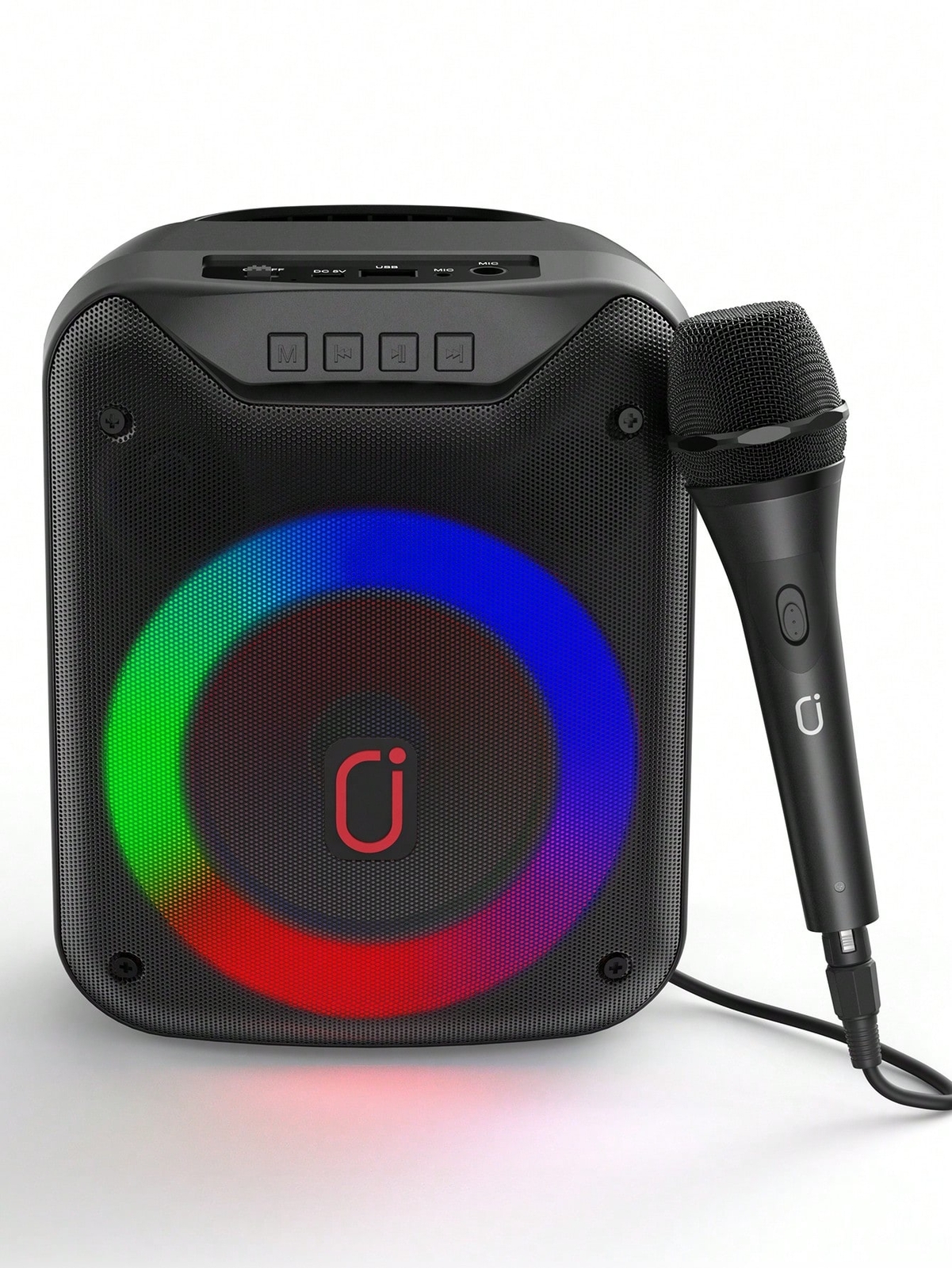 Karaoke Machine With Wired Microphone,Powered Bluetooth Speaker Cabinet With Par