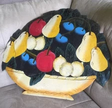 GARDEN STORE SIGN ART BASKET FRUIT Metal HAND PAINTED LARGE COUNTRY OLD DECOR