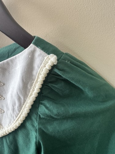 Custom Made Girls Size 8 Forest Green Ivory Trim Christmas Holiday Dress Fall - Picture 5 of 11