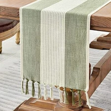 Linen Table Runner Farmhouse Macrame Table Runners 90 Inches Long for Dining ...