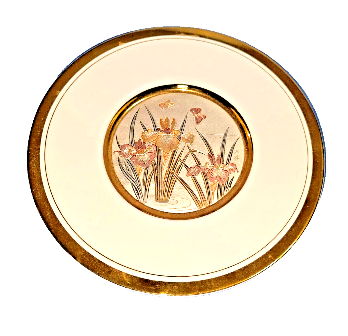 人間国宝 佐々木象堂 24Kゴールド プレートThe art of Chokin The Art of Chokin Black 24kt Gold Edged Plate Japan 4” World