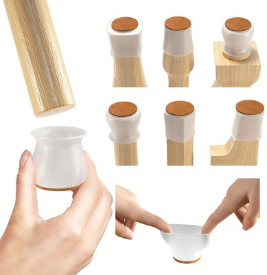 Chair Leg Protectors for Hardwood Floors 16 PACK Silicone Furniture Leg