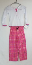 Calvin Klein Girls PINK  WHITE PLAID 2 Piece Pajama Set PJ's Size 6/6X NEW