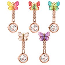 Butterfly Clip-on FOB Hanging Luminous Pocket Watch Work Brooch Nurses Day Gift