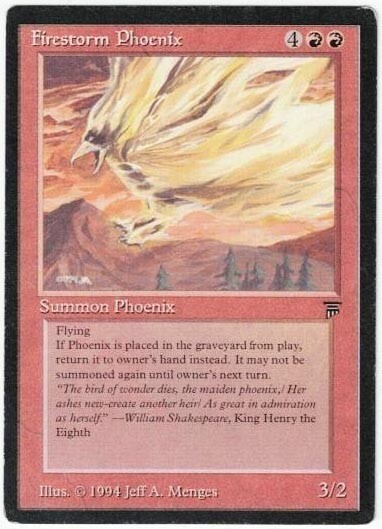 MTG  -  Legends  -  Firestorm Phoenix  MP  -  Rare R Creature Spell from 1994!