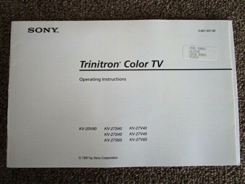 1997 SONY Trinitron Color TV Operating Instructions Manual KV Series - E7J - Picture 1 of 3