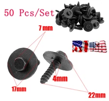 50 PCS Car Body Fender Metal Screws Bumper Moulding Retainer Clips Bolts 7mm Hex