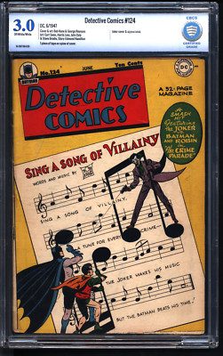 Detective Comics #124 (1947) CBCS 3.0; Joker music cover  by Bob Kane; Like CGC