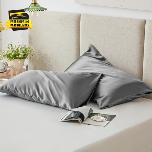 Satin Pillowcase for Hair and Skin (Dark Gray, 20X30 Inches) Similar to Silk Pil - Picture 5 of 7