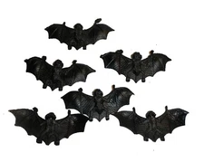 Pack of 6, Mini 4" Halloween Bats, Table Scatter, Party Favors, Haunted Hause