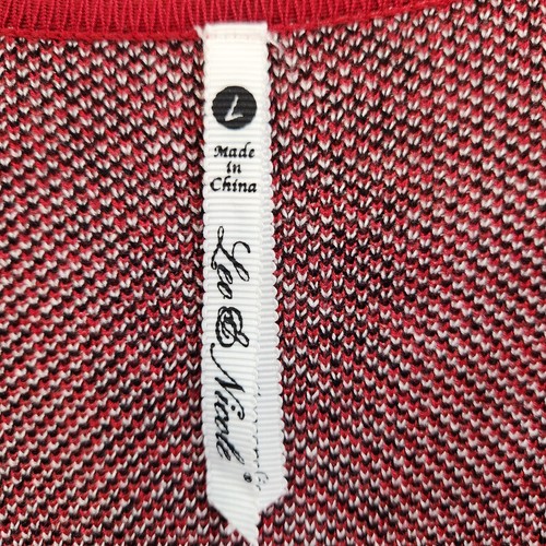Leo & Nicole Red Gray Plaid Open Front Knit Cardigan Ladies Large EUC - Picture 3 of 10