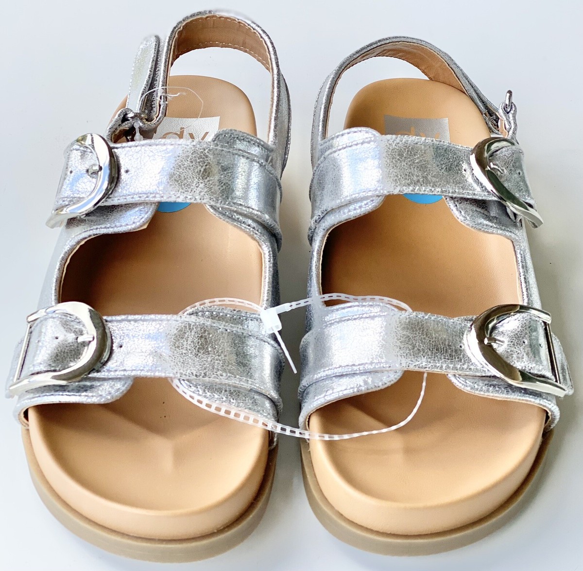 Dolce Vita Alameda Metallic Silver Slide Wedge Sandals Shoes