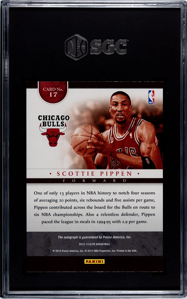 /49 Scottie Pippen Auto SGC 8.5 2012-13 Elite All Time Greats Autógrafo 17 BULLS Foto 2 de 2
