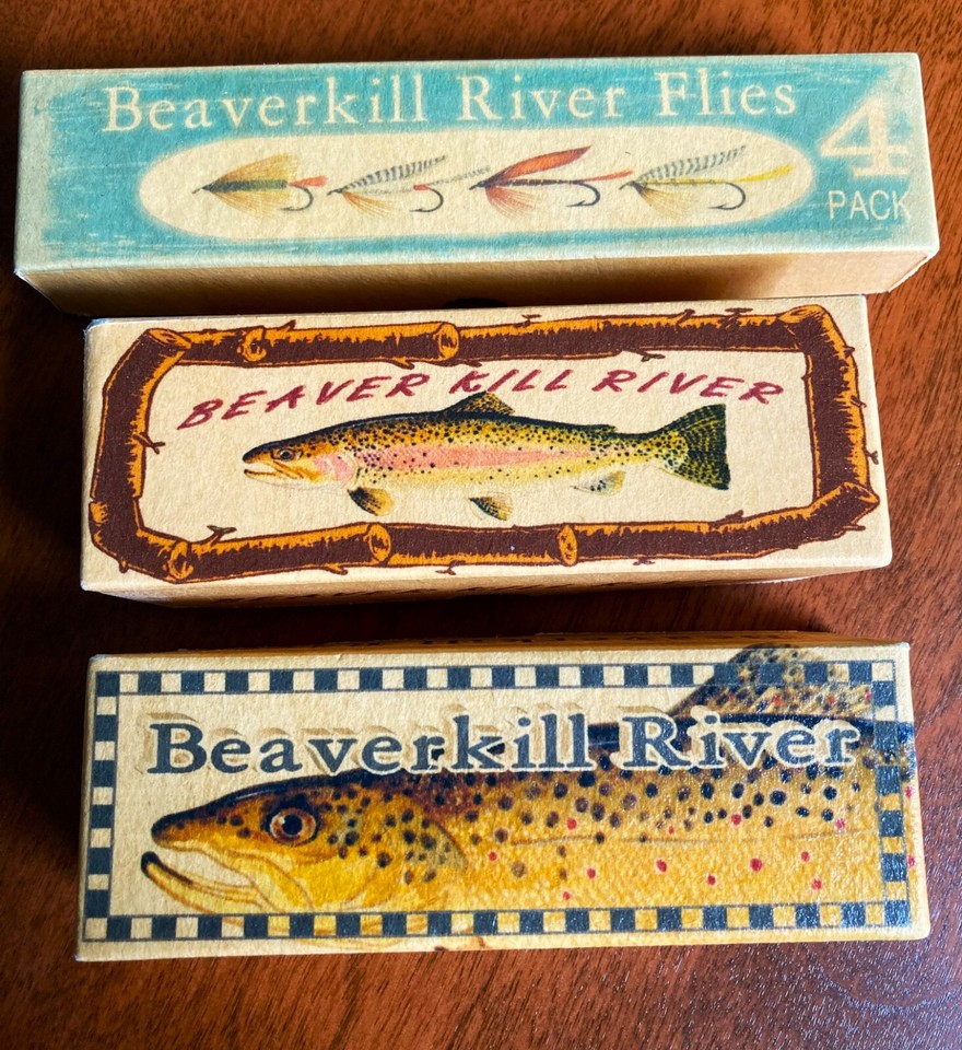 Beaver Kill River Roscoe New York trout fly fishing lure boxes cabin