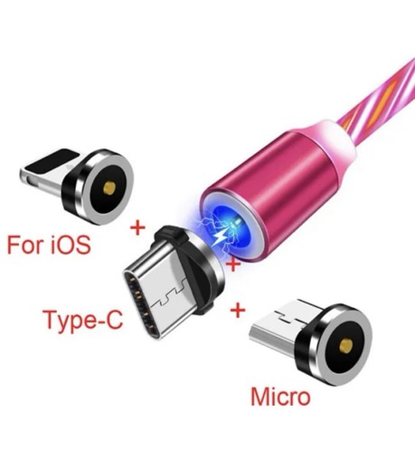 LED 3 in 1 Magnetic Charger Cable Fast Charging USB 2.4A For UNIVERSAL mobile - Picture 2 of 6