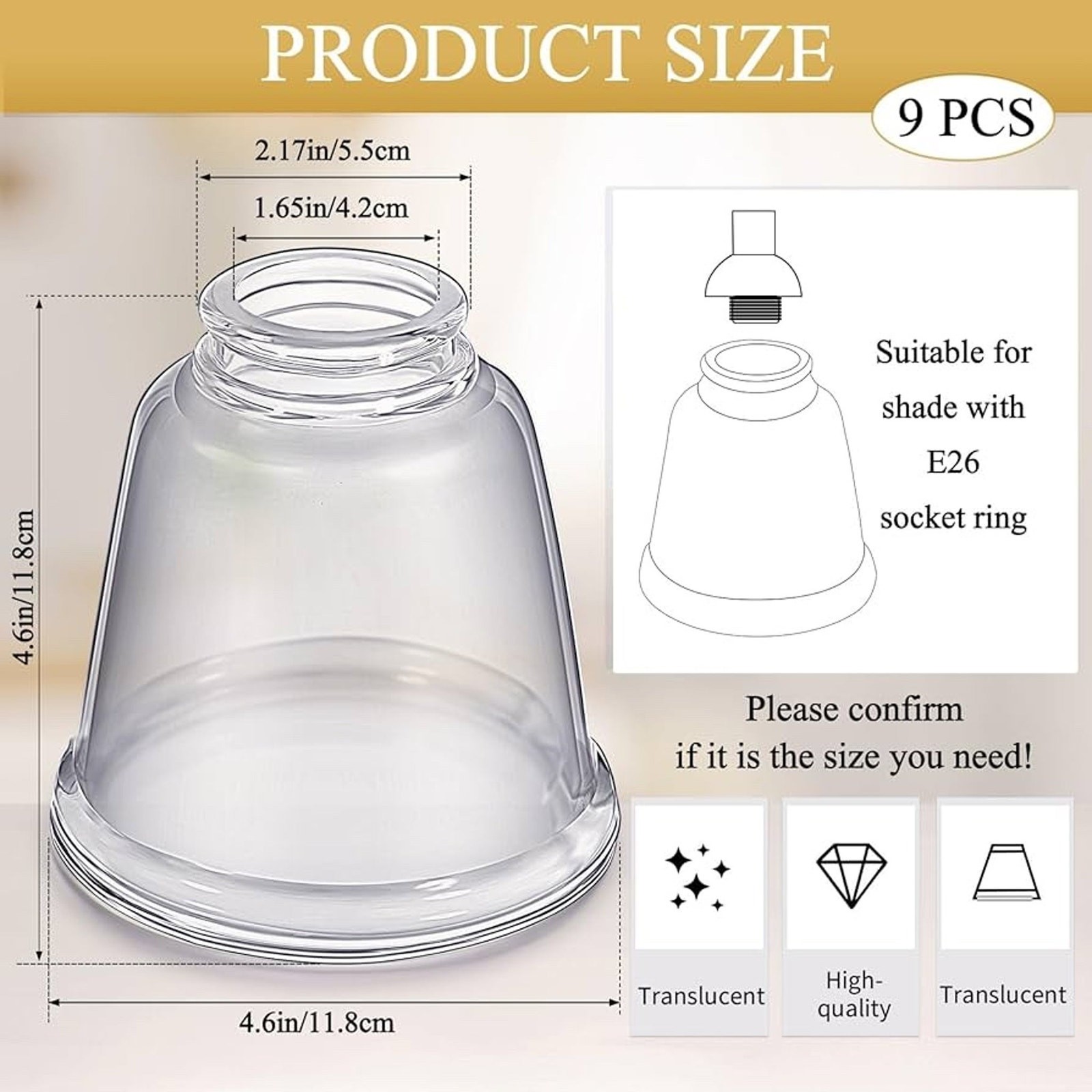 NIB Retisee 9 Pcs Ceiling Fan Light Covers Glass Shades