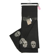 MAGASCHONI HOME Rhinestone Crystal Skull Throw Blanket GOTH 50 x 70” Black Silvr