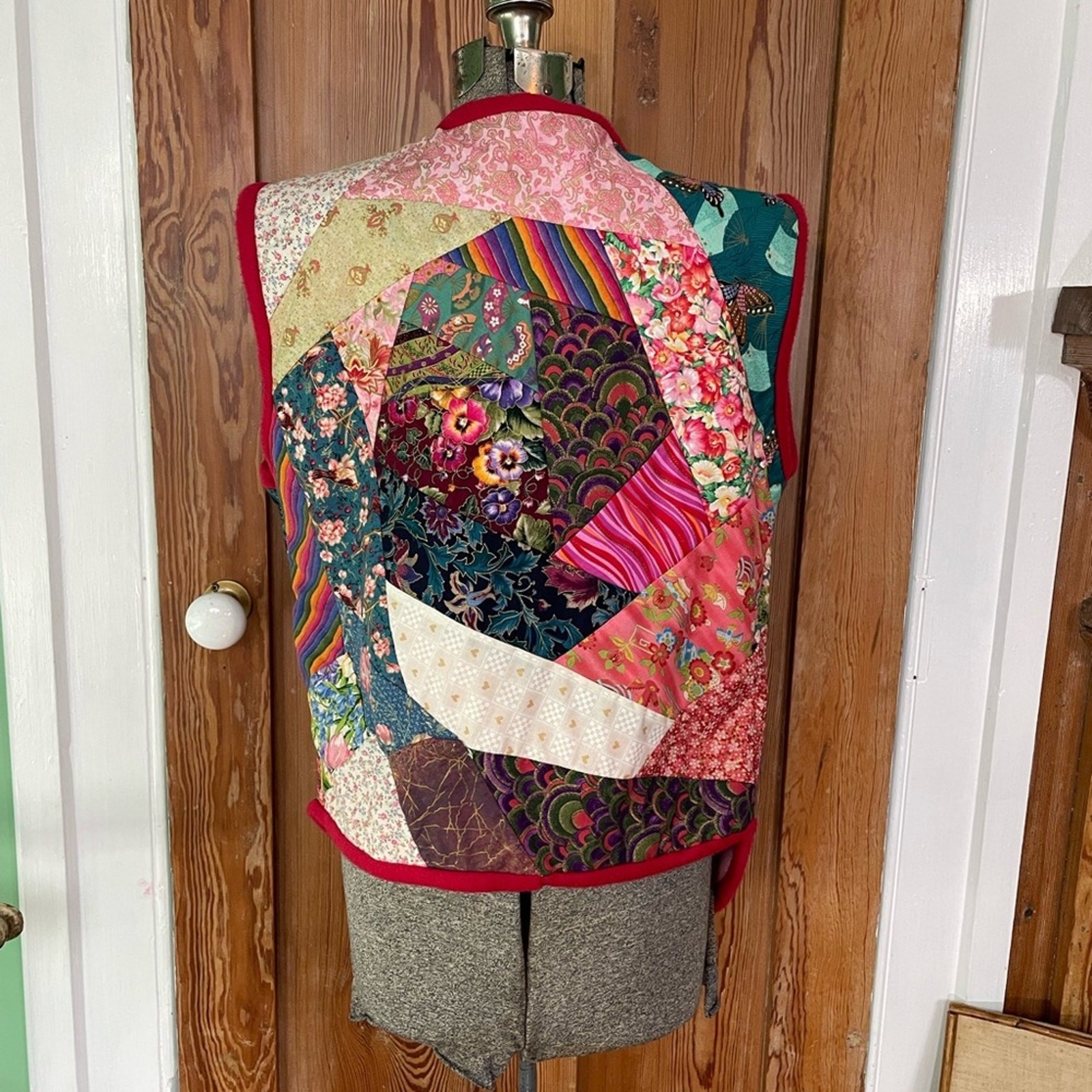 Handmade Patchwork Open Mixed Media Cottage Hippi… - image 7