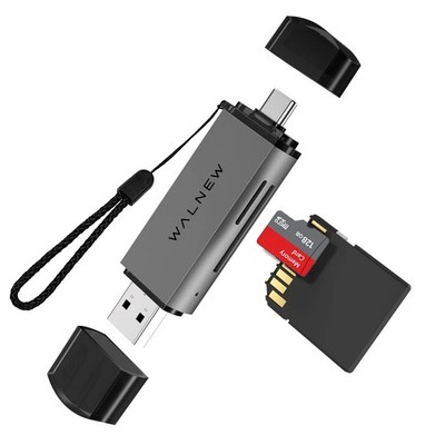 SD Card Reader, WALNEW USB 3.0 and USB-C to SD/TF Memory Adapter Gray 